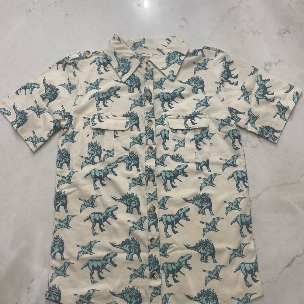 kate quinn is ivory & Blue Dinosaur Polos